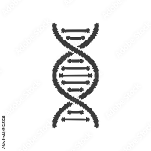 Minimal DNA helix icon in clean flat SVG style. Simple scientific symbol suitable for healthcare research, biotechnology graphics, and medical education materials.