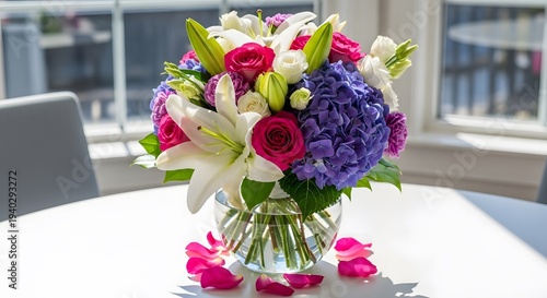 Fresh Colorful Flower Arrangement with Pink Roses and Mixed Blooms