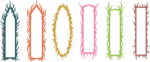 Colorful Flame Decorative Frames Set – Artistic Borders for Graphic Design, Tattoo, and Digital Art