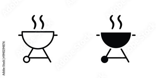 Grill icon in doodles flat and line stroke pack