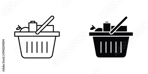 Grocery shopping icon in doodles flat and line stroke pack