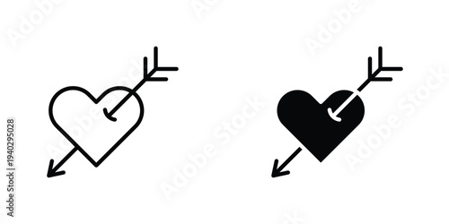 Heart with arrow icon in doodles flat and line stroke pack