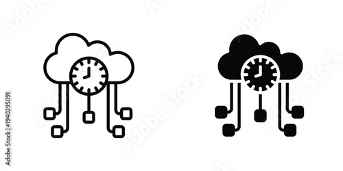 High server uptime icon in doodles flat and line stroke pack