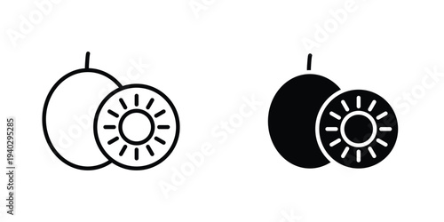 Kiwi icon in doodles flat and line stroke pack