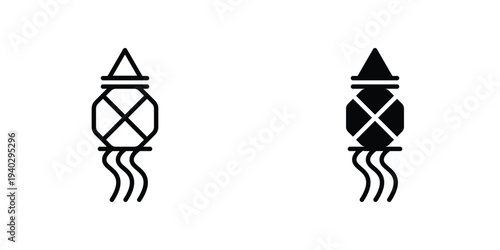 Kandeel icon in doodles flat and line stroke pack