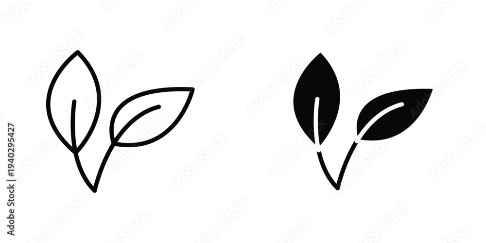 Fototapeta premium Leafs icon in doodles flat and line stroke pack