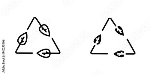 Leaves eco recycle icon in doodles flat and line stroke pack