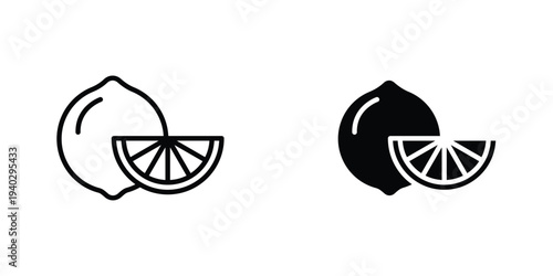 Lemon icon in doodles flat and line stroke pack