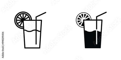 Lemonade icon in doodles flat and line stroke pack