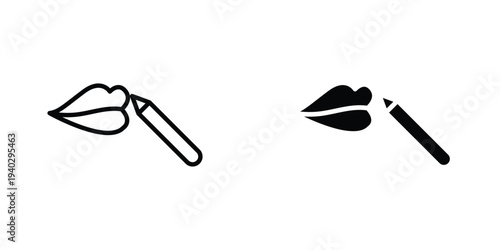 Lip pencil icon in doodles flat and line stroke pack