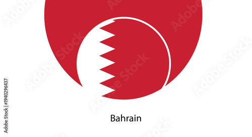 Official flag of Bahrain presented in a clean circular design with jagged white and red colors on a plain white background.