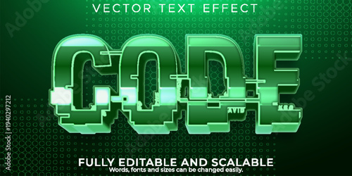 A green vector text effect with a fully editable and scalable CODE design