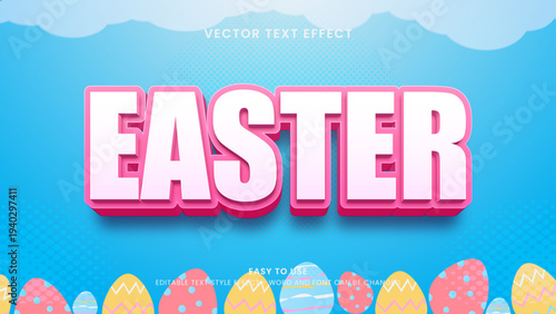 easter editable text effect 3d vector