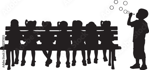 Children silhouettes. Vector work.