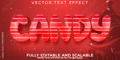 A premium vector text effect with a fully editable and scalable candy theme