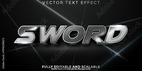 A premium sword text effect with editable and scalable vector design