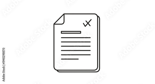 Checkmark on Document: Approved Paperwork, Task Completed, Agreement Signed, Success Icon