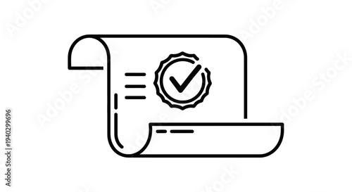 Approved Document with Checkmark Icon Representing Confirmation or Certification on Isolated White Background