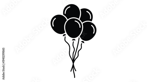 A bunch of black balloons tied together