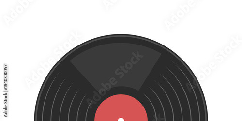 Half vinyl record, plate disc, retro music symbol, vector illustration, DJ techno party concept. 70s 80s 90s discotheque nostalgia banner