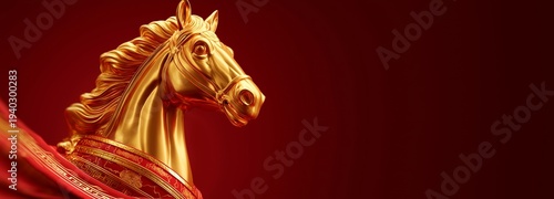 golden horse figure in red theme