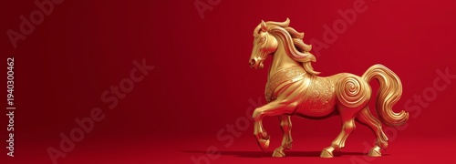 golden horse figure in red theme