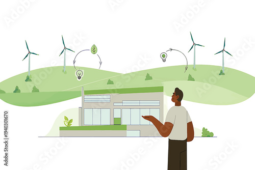 Sustainable energy solutions for a greener future with renewable wind power and modern architecture