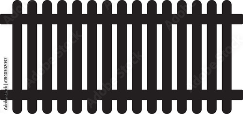 Black fence icon silhouette isolated on white background minimalist garden border security element