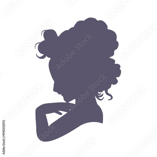 Profile view silhouette of a young woman raising her hand to face. Cute girl portrait.