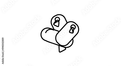 Abstract Heart Shape with Keyhole Icon, Love Symbol, Security, Mystery, Romance