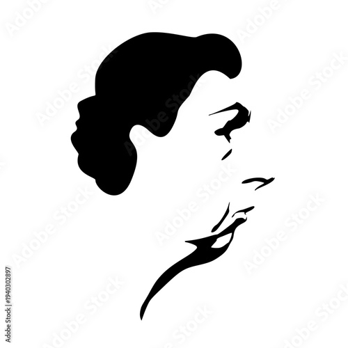 Old lady head. Senior grandmother woman face side view.