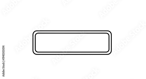 Blank Rectangular Button with Rounded Corners, Isolated on White Background