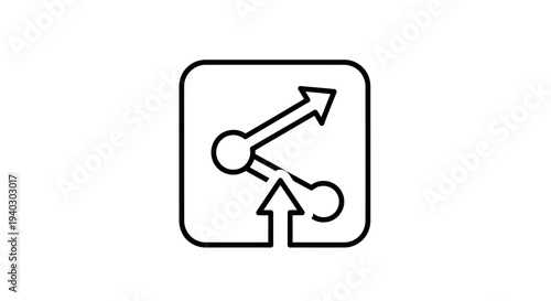 Branching process icon, network connection, growth, strategy, data flow, abstract concept
