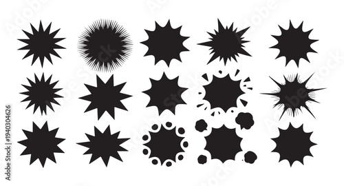 Set of explosion shapes star bursts and abstract jagged forms for comic and design elements