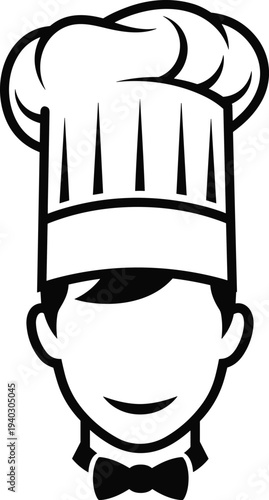 Chef face with hat icon minimal flat vector illustration for restaurant cooking kitchen staff culinary profession and food service design
