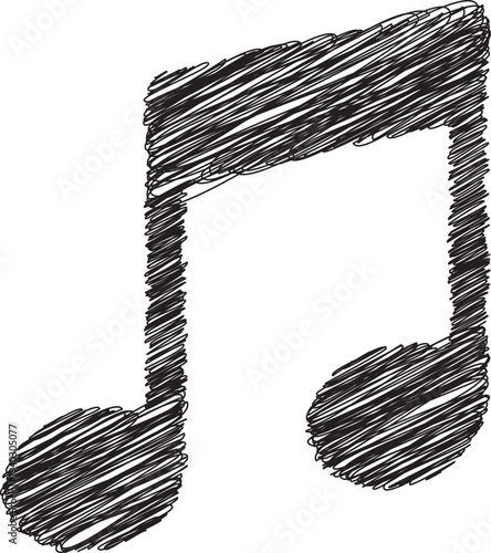 Sketched Music Note Isolated on White Background