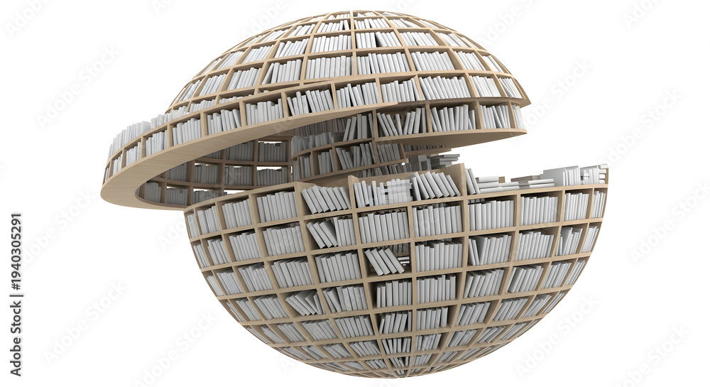 Fototapeta premium A conceptual library symbolizes knowledge and open access to information, a metaphor for boundless learning. 