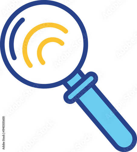 Fingerprint magnifying glass icon minimal flat vector illustration for biometric identification security search and digital authentication design