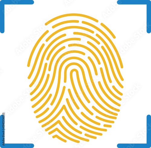 Biometric fingerprint scan icon minimal flat vector illustration for identity authentication security verification and digital access system design