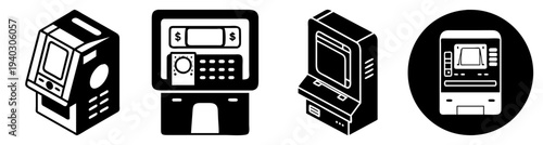 Set of vintage electronic devices and gadgets including radio, cassette player, and camera isolated on transparent background