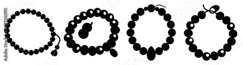 Handcrafted beaded bracelets set with colorful glass beads isolated on transparent background