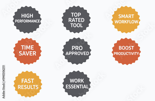 Set of Professional Productivity and Performance Badge Icons