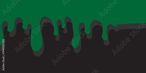 Green liquid slime dripping over black background. Abstract toxic fluid border design for Halloween, horror, or street wear graphics. vector illustration