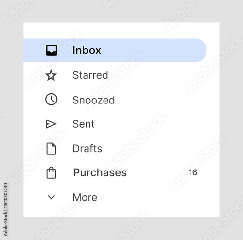 Email Inbox Navigation Sidebar with Message Categories and Mailbox Menu
Email Inbox Navigation Sidebar with Message Categories and Mailbox Menu