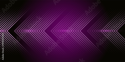Abstract deep purple tech background with glowing geometric chevrons. Modern dark violet neon arrow pattern for gaming, technology, and futuristic banners.. Vector illustration