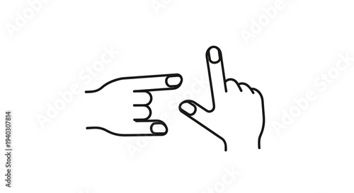 Two hands gesturing, one with fingers pointing, the other with thumb and index finger forming a shape.