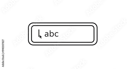 Typing cursor blinking in text field with abc text, input field concept