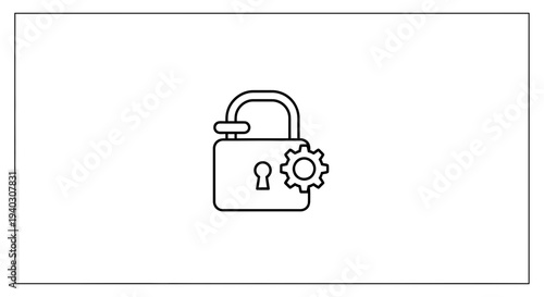 Unlocked Padlock with Gear Icon Symbolizing Security, Access and Technical Solutions