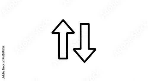 Up and Down Arrows Icon, Directional Symbols, Opposite Movement, Vector Illustration