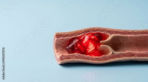 Wallpaper Mural Cross section illustration depicts a blood clot obstructing a biological vessel emphasizing circulatory system blockage risks. Torontodigital.ca